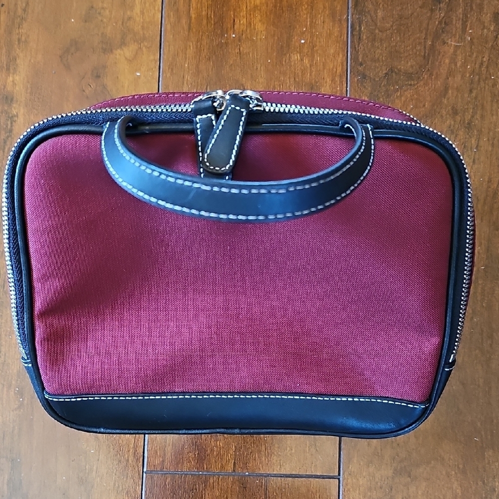 Coach Red and Black Toiletry Bag with Double Zipper Compartments